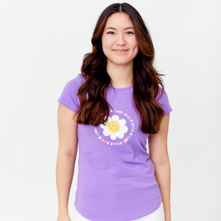 Woman-Motiv-Comfy-T-Shirt PeaceAndLove-FlowerPower