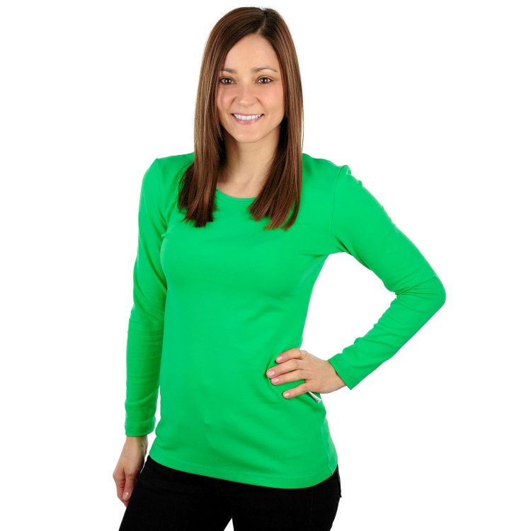 Woman-Uni-Langarmshirt Grasgrün
