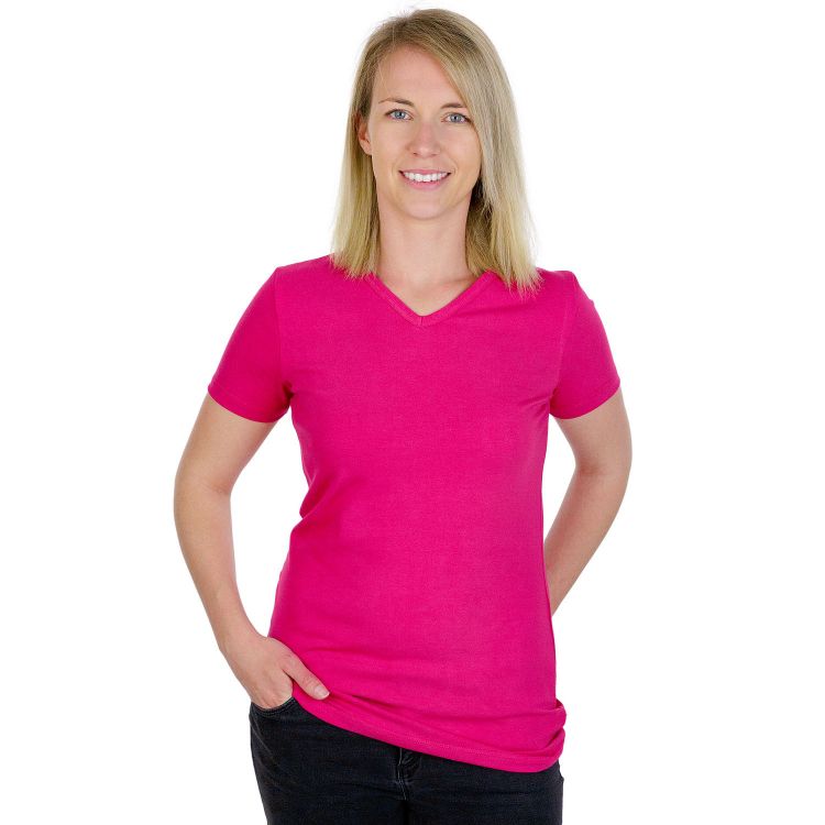 Woman-V-NeckShirt Uni Pink