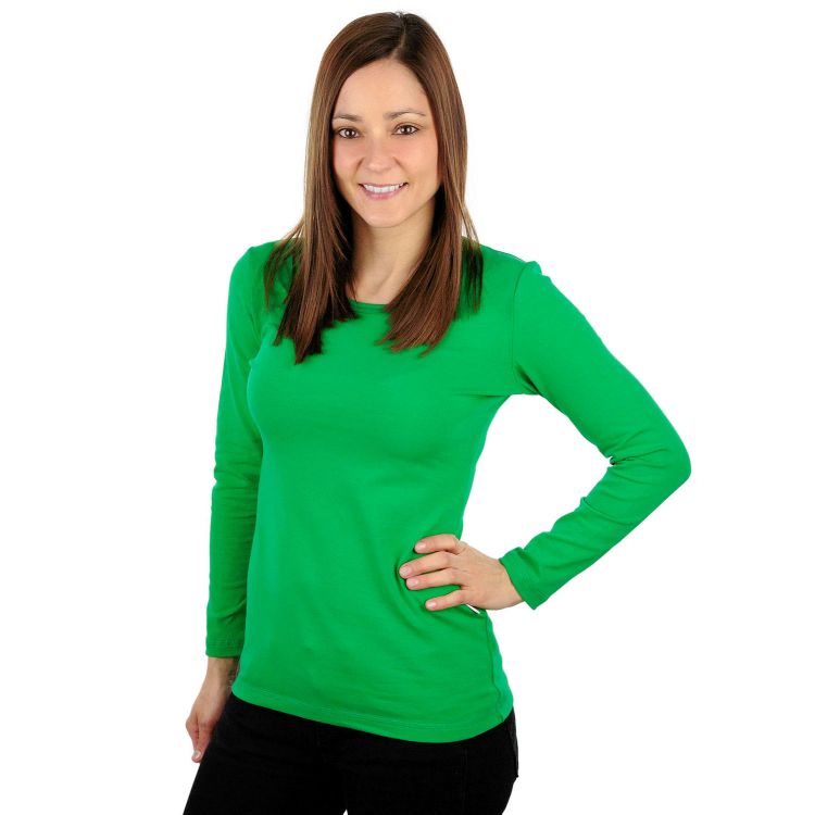 Woman-Uni-Langarmshirt Waldgrün